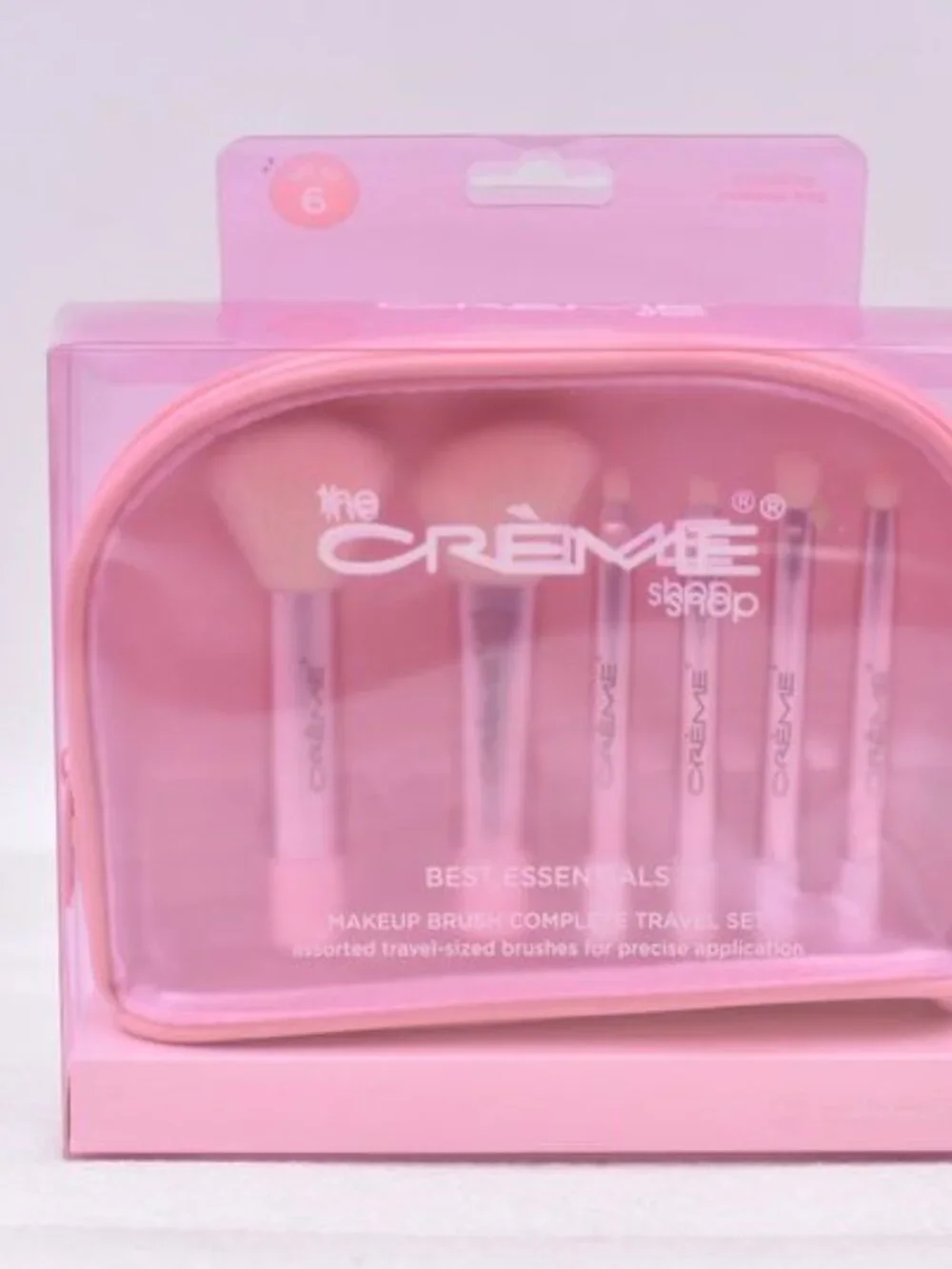 The Creme Shop Makeup Brush Travel Set with Bag, 6Ct., Pink